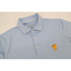 Vineyard Vines Presidents Cup Golf Polo Shirt Mens Medium Blue Nylon Jim Nantz